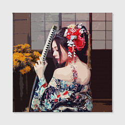 Холст квадратный Японская девушка с самурайским мечом, цвет: 3D-принт — фото 2