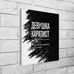 Холст квадратный Девушка каратист - определение на темном фоне, цвет: 3D-принт — фото 2