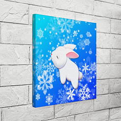 Холст квадратный Милый кролик в снежинках, цвет: 3D-принт — фото 2