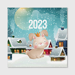 Холст квадратный Новый год 2023 милая зайка, цвет: 3D-принт — фото 2