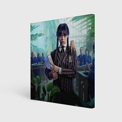 Картина квадратная Уэнсдэй с книгой и вещь