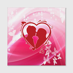 Холст квадратный Силуэт влюбленной пары и бабочки, цвет: 3D-принт — фото 2