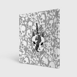 Холст квадратный ЧБ Кицунэ, цвет: 3D-принт