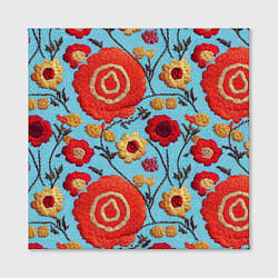 Холст квадратный Эффект вышивки маки, цвет: 3D-принт — фото 2