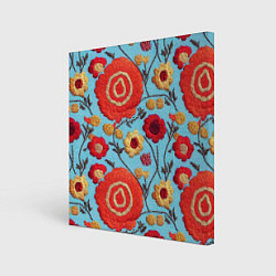 Картина квадратная Эффект вышивки маки