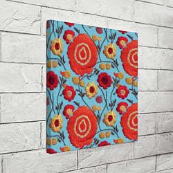 Холст квадратный Эффект вышивки маки, цвет: 3D-принт — фото 2