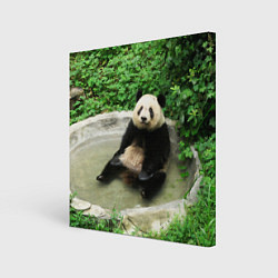 Холст квадратный Панда отдыхает в ванной, цвет: 3D-принт