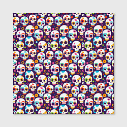 Холст квадратный Черепа абстрактный многоцветный узор, цвет: 3D-принт — фото 2