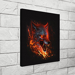 Холст квадратный Огненный злой волк с красными глазами, цвет: 3D-принт — фото 2