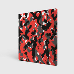 Холст квадратный Красно-черный камуфляж, цвет: 3D-принт
