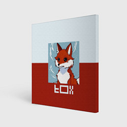 Картина квадратная Пиксельная лиса с надписью fox