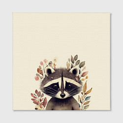 Холст квадратный Милый енот в акварельном стиле, цвет: 3D-принт — фото 2
