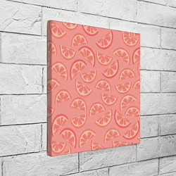 Холст квадратный Цитрусовые дольки - розовый паттерн, цвет: 3D-принт — фото 2