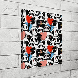 Холст квадратный Панды с сердечками, цвет: 3D-принт — фото 2