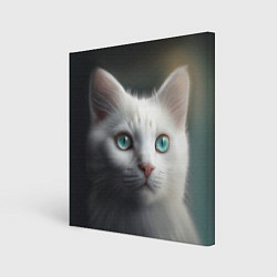 Картина квадратная Милый белый кот с голубыми глазами