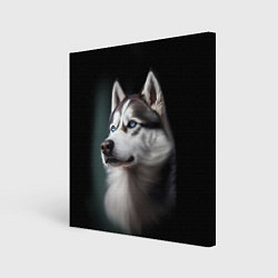 Холст квадратный Собака Хаски с голубыми глазами, цвет: 3D-принт