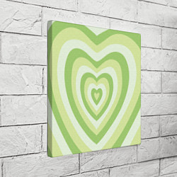 Холст квадратный Зеленые сердца - индикид паттерн, цвет: 3D-принт — фото 2