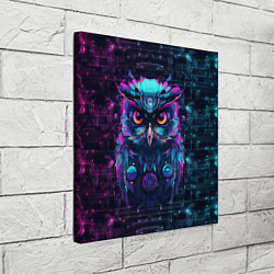 Холст квадратный Сова в стиле киберпанк, цвет: 3D-принт — фото 2