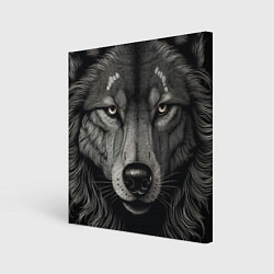 Холст квадратный Волк в стиле тату, цвет: 3D-принт