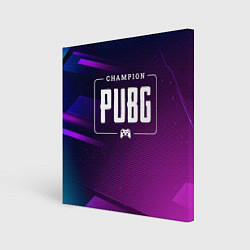 Холст квадратный PUBG gaming champion: рамка с лого и джойстиком на, цвет: 3D-принт