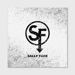 Холст квадратный Sally Face с потертостями на светлом фоне, цвет: 3D-принт — фото 2