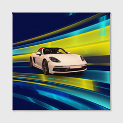 Холст квадратный Спорткар Porsche в движении, цвет: 3D-принт — фото 2