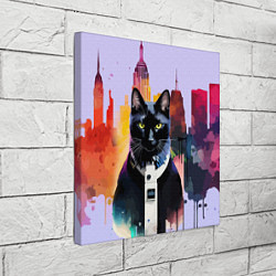 Холст квадратный Чёрный котяра в Нью-Йорке, цвет: 3D-принт — фото 2