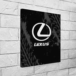 Холст квадратный Lexus speed на темном фоне со следами шин, цвет: 3D-принт — фото 2