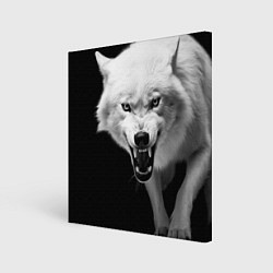 Картина квадратная Агрессивный белый волк