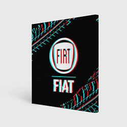 Холст квадратный Значок Fiat в стиле glitch на темном фоне, цвет: 3D-принт