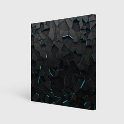 Холст квадратный Плиты с синей неоновой подсветкой, цвет: 3D-принт