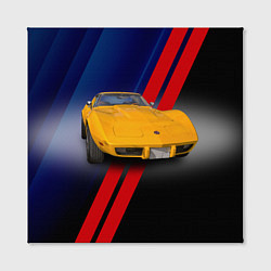Холст квадратный Классический спорткар Chevrolet Corvette Stingray, цвет: 3D-принт — фото 2