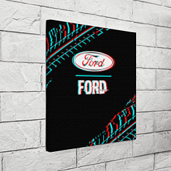 Холст квадратный Значок Ford в стиле glitch на темном фоне, цвет: 3D-принт — фото 2
