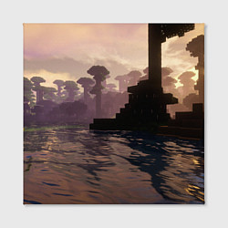 Холст квадратный Minecraft - река в лесу, цвет: 3D-принт — фото 2
