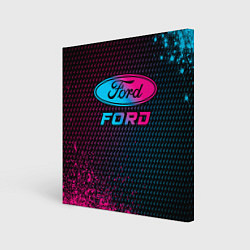 Холст квадратный Ford - neon gradient, цвет: 3D-принт