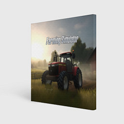Холст квадратный Farming Simulator - Красный трактор, цвет: 3D-принт