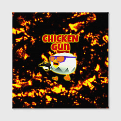 Холст квадратный Chicken Gun на фоне огня, цвет: 3D-принт — фото 2
