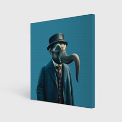 Холст квадратный Слон джентельмен в смокинге и шляпе, цвет: 3D-принт
