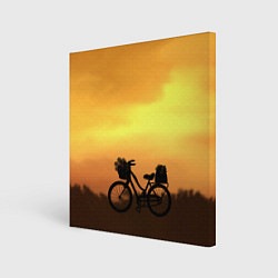 Картина квадратная Велосипед на закате