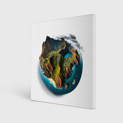 Холст квадратный Планета с одним островом, цвет: 3D-принт
