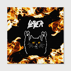Холст квадратный Slayer рок кот и огонь, цвет: 3D-принт — фото 2