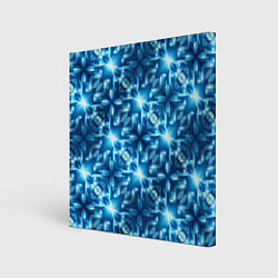 Холст квадратный Светящиеся голубые цветы, цвет: 3D-принт