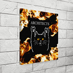 Холст квадратный Architects рок кот и огонь, цвет: 3D-принт — фото 2