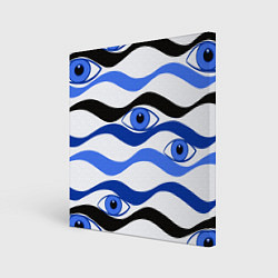 Холст квадратный Глазки плывущие в голубых волнах, цвет: 3D-принт