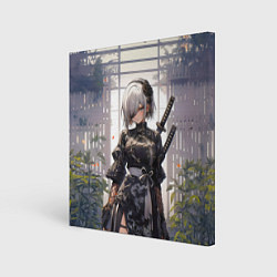 Картина квадратная Nier automata девушка с мечами