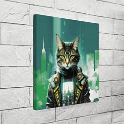 Холст квадратный Funny cat on the background of skyscrapers, цвет: 3D-принт — фото 2