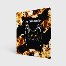 Холст квадратный The Cranberries рок кот и огонь, цвет: 3D-принт