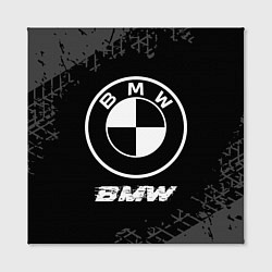 Холст квадратный BMW speed на темном фоне со следами шин, цвет: 3D-принт — фото 2