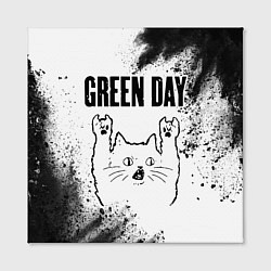 Холст квадратный Green Day рок кот на светлом фоне, цвет: 3D-принт — фото 2