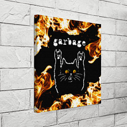 Холст квадратный Garbage рок кот и огонь, цвет: 3D-принт — фото 2